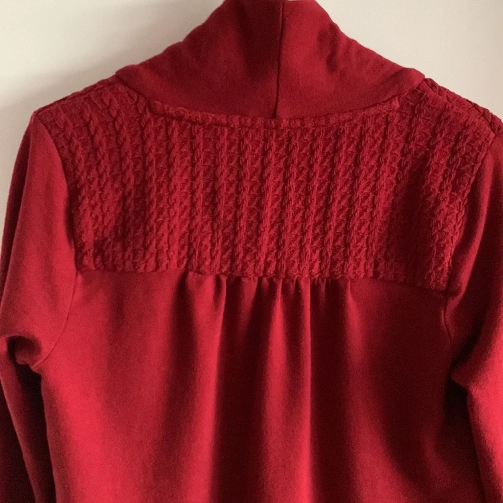 Lucky Brand *Flaw Cardigan Braid Knit Reddish Brown Medium Linen Blend Pockets